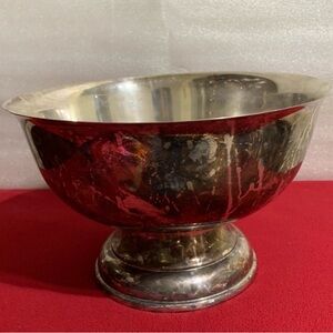 Vintage Silver Plated Footed Centerpiece Bowl 12” Diameter Decorative Serving